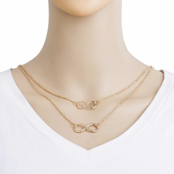 5 for $25 Gold Color Double Infinity Necklace - Picture 5 of 6